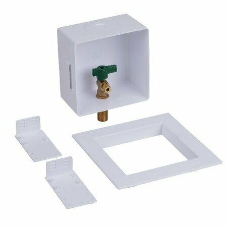 OATEY Ice Maker Outlet Box with 1/4 Turn Valve, Polystyrene, White 39156